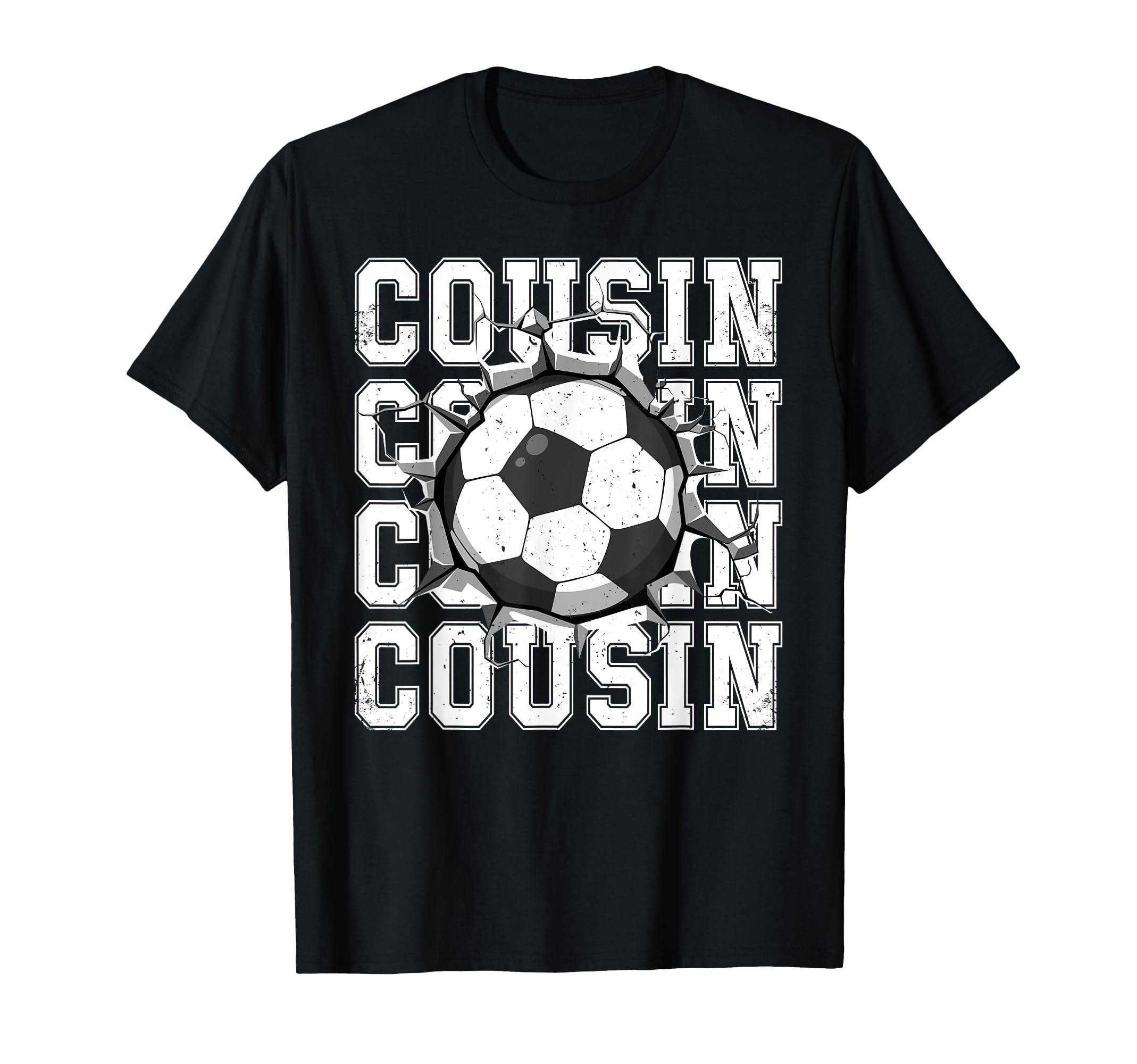 Soccer Cousin Cracked Wall Family Matching T-Shirt - Graphic Print Unisex
