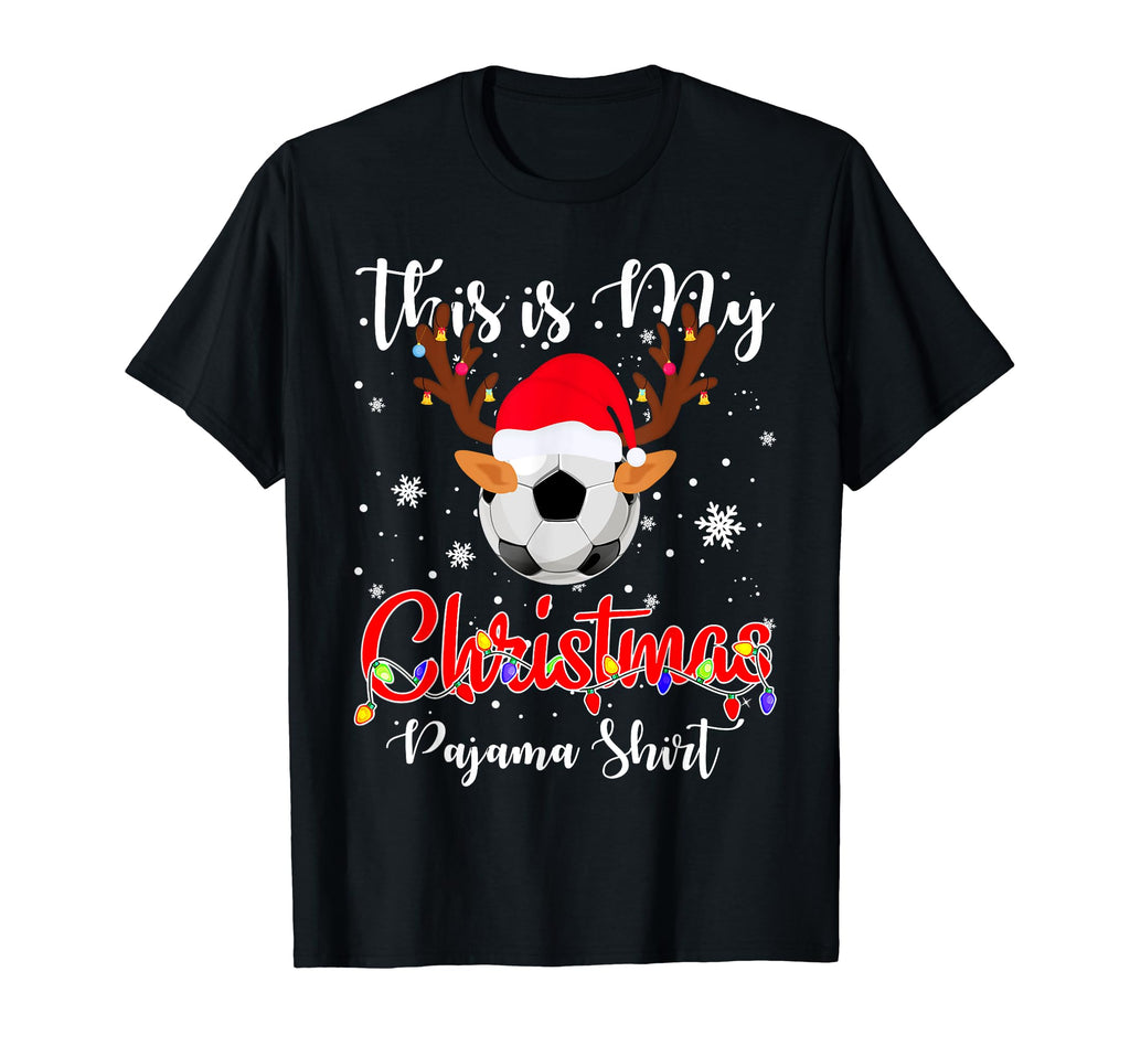 This Is My Pajama Soccer Santa Hat T-Shirt - Novelty Apparel for Adults