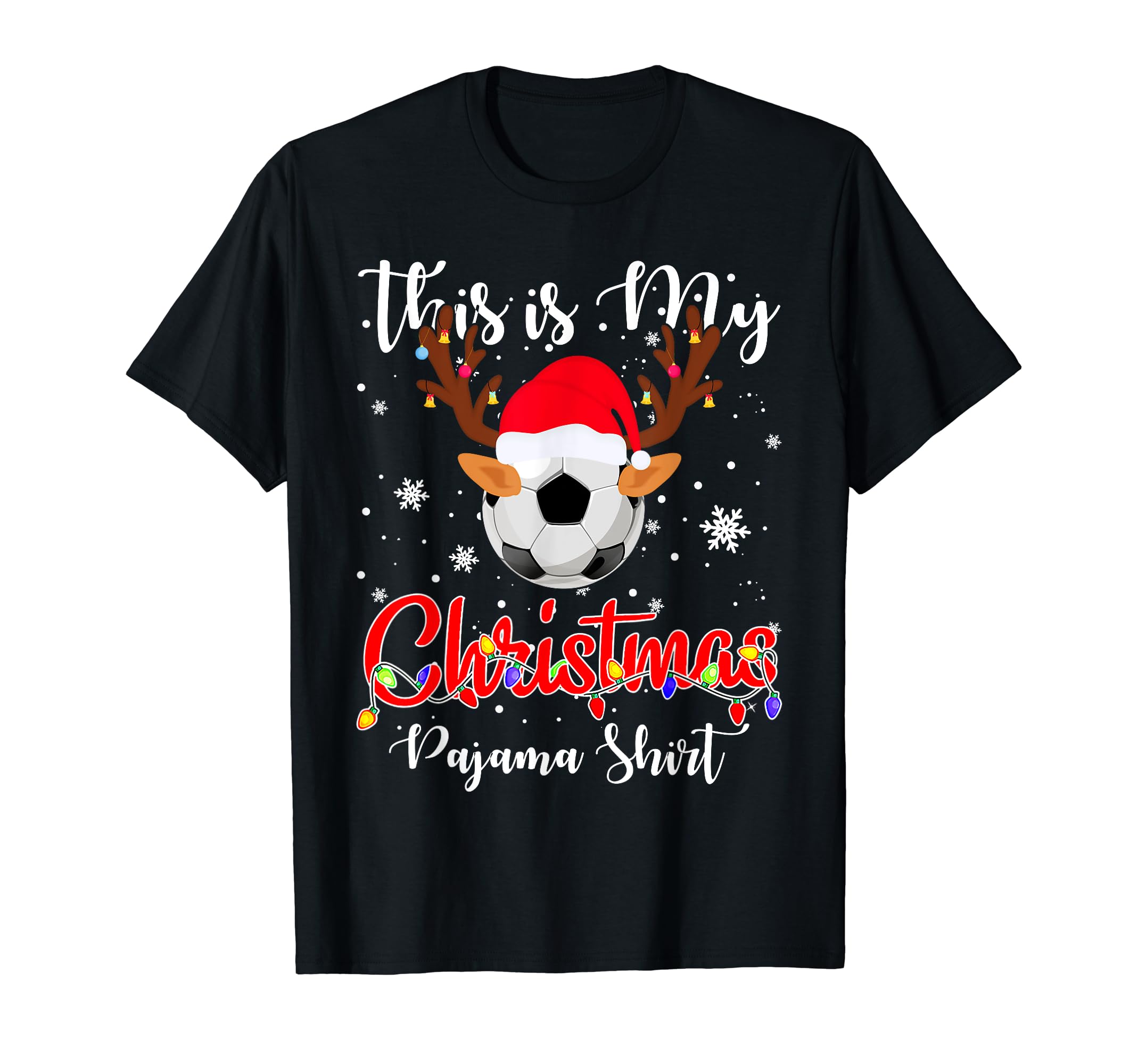 This Is My Pajama Soccer Santa Hat T-Shirt - Novelty Apparel for Adults
