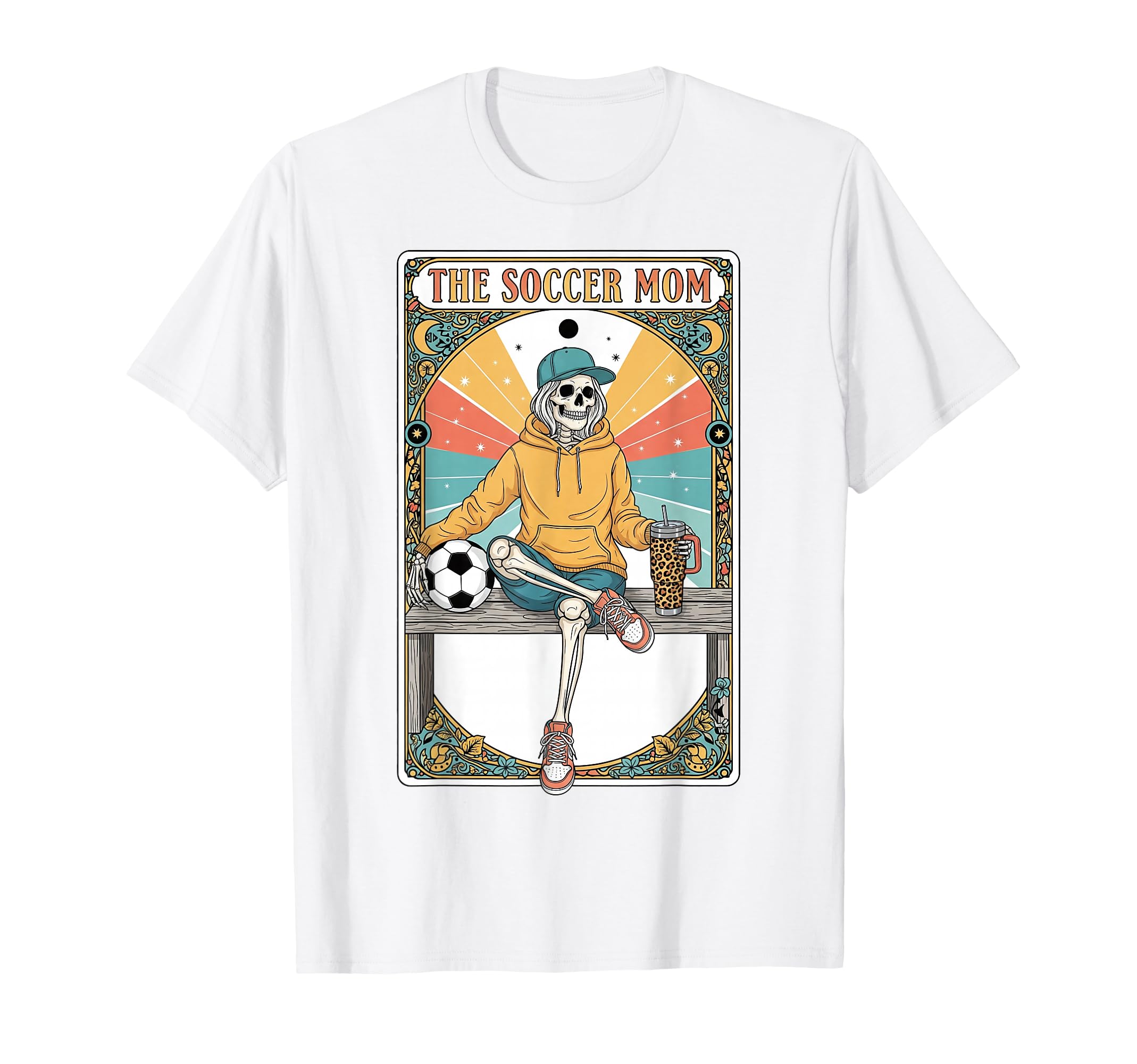 Soccer Mom Tarot Card Skeleton Coffee T-Shirt - Streetwear Style Men Women
