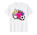 Peace Love Soccer Colorful Teen T-Shirt - Custom Art Print for Adults
