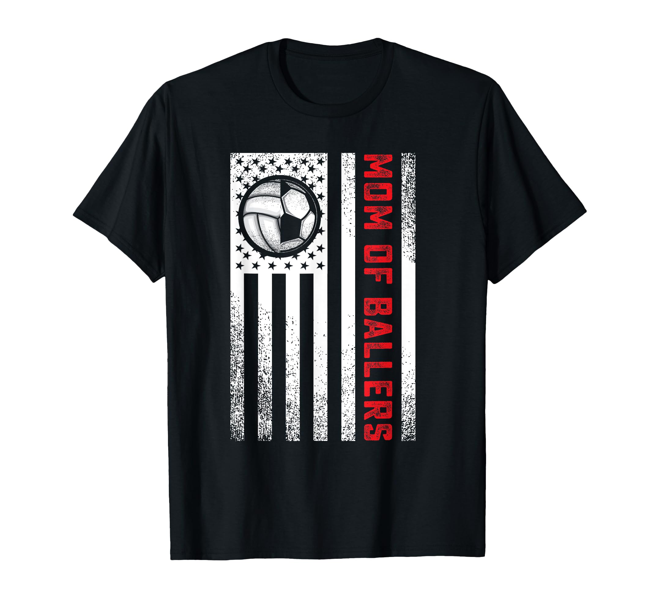 American Flag Mom Soccer Player Son T-Shirt - Graphic Print Unisex