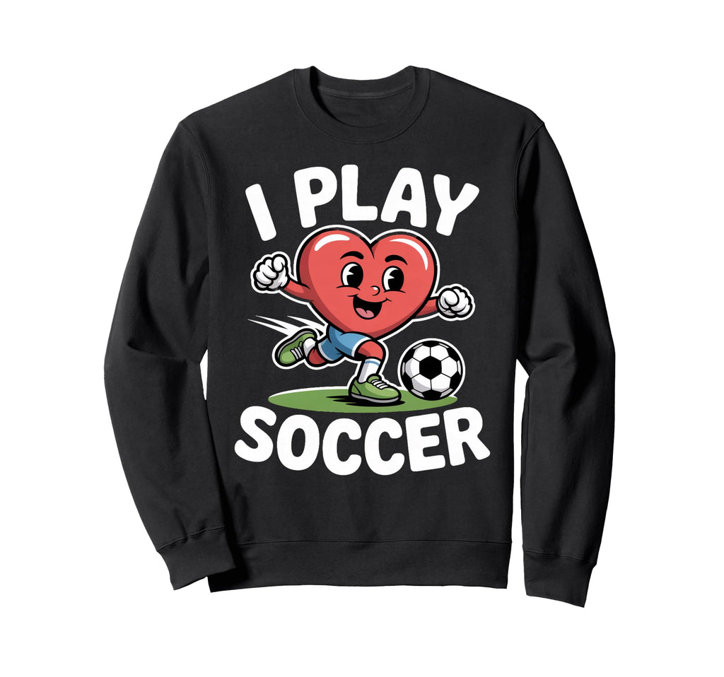 I Play Soccer Heart Soccer Sweatshirt - Fun Novelty Design for Adults