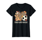 Peace Love Soccer Lover Outfit Cheetah T-Shirt - Streetwear Style Unisex