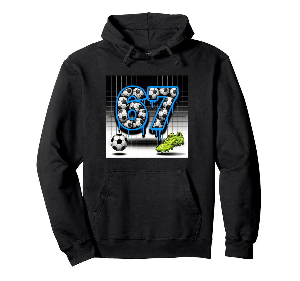 67 Soccer Ball Goalie Net Gloves Hoodie - Fun Novelty Design for Adults