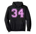 34 Number Thirty Four Sports Varsity Hoodie - Novelty Apparel Unisex