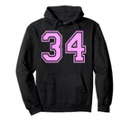 34 Number Thirty Four Sports Varsity Hoodie - Novelty Apparel Unisex