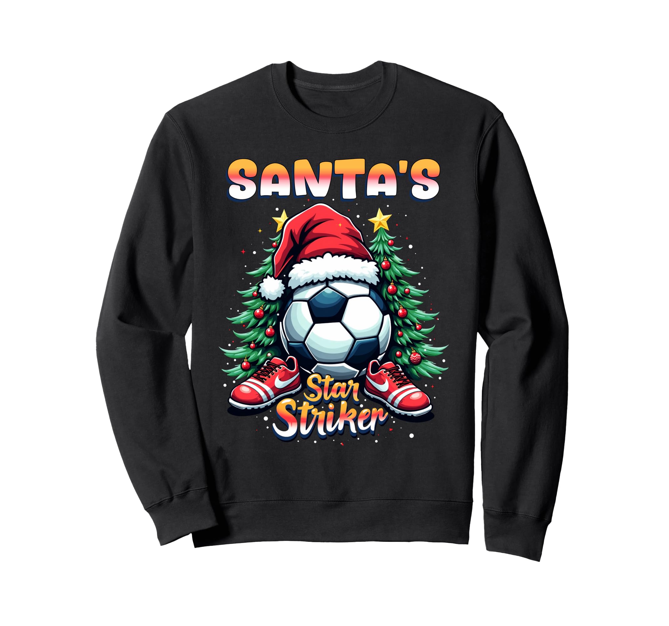 Santas Star Striker Funny Soccer Sweatshirt - Novelty Apparel Men Women