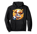 Puppy Dog Playing Soccer Kicking Ball Hoodie - Fun Novelty Design Men Women