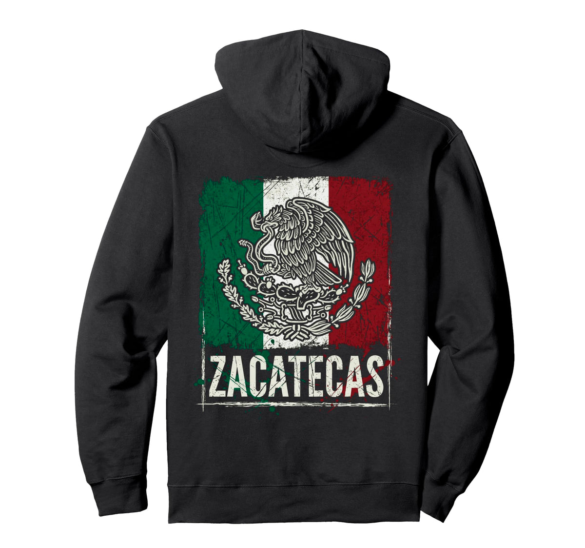 Zacatecas Mexico Flag Distressed Eagle Hoodie - Novelty Apparel for Adults