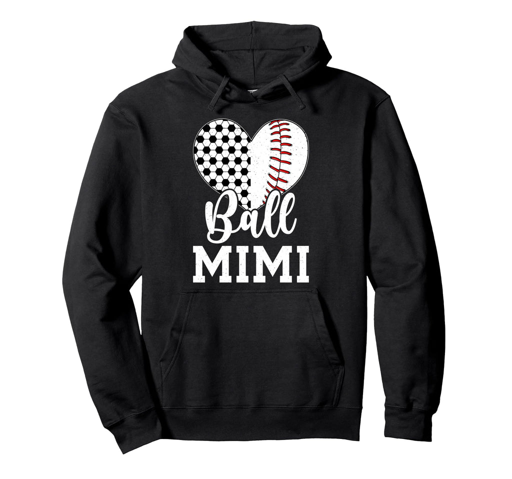 Ball Mimi Grandma Heart Baseball Soccer Hoodie - Novelty Apparel Men Women