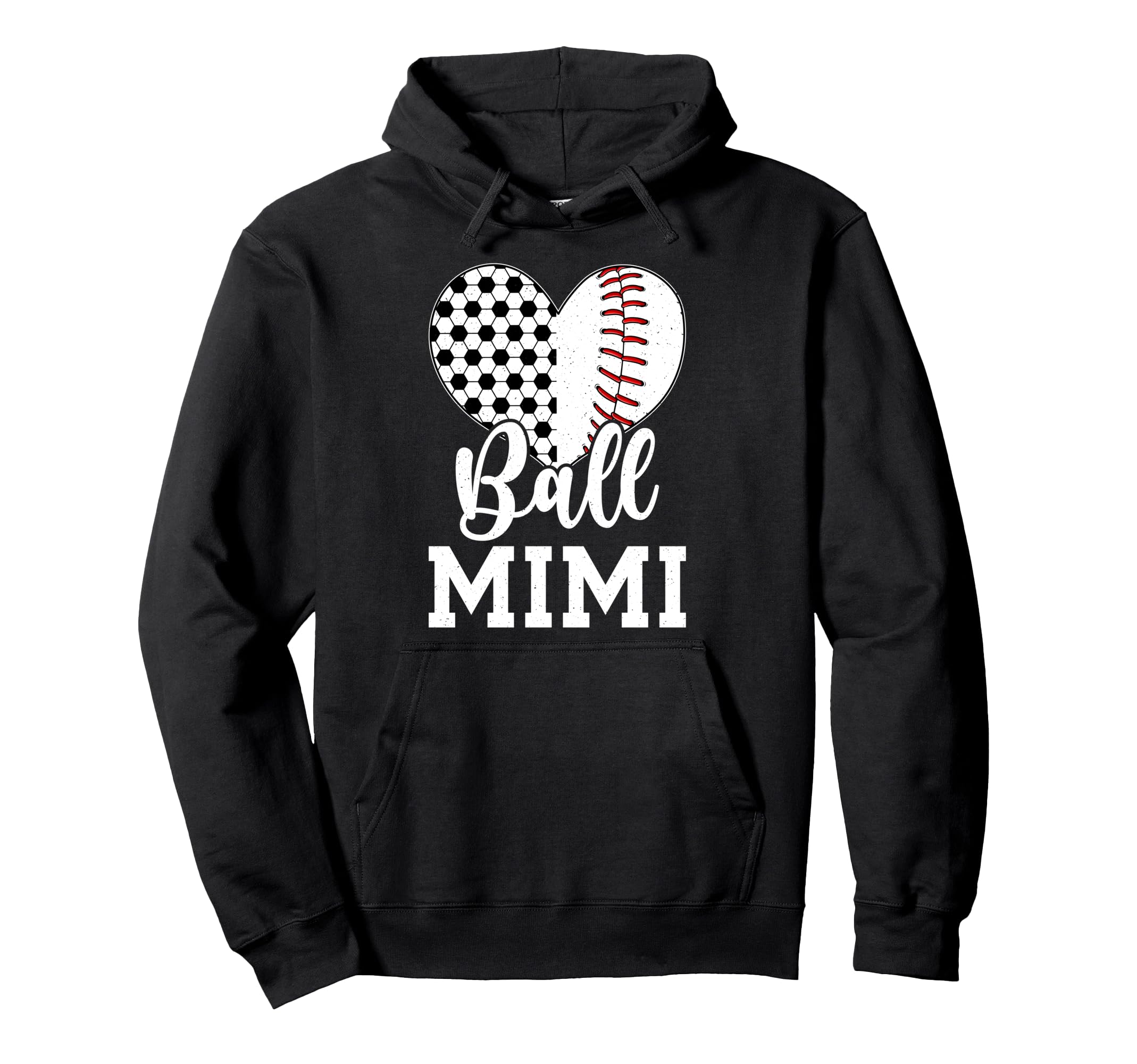 Ball Mimi Grandma Heart Baseball Soccer Hoodie - Novelty Apparel Men Women