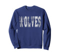 Wolves Mascot Distressed School Sweatshirt - Graphic Print Men Women