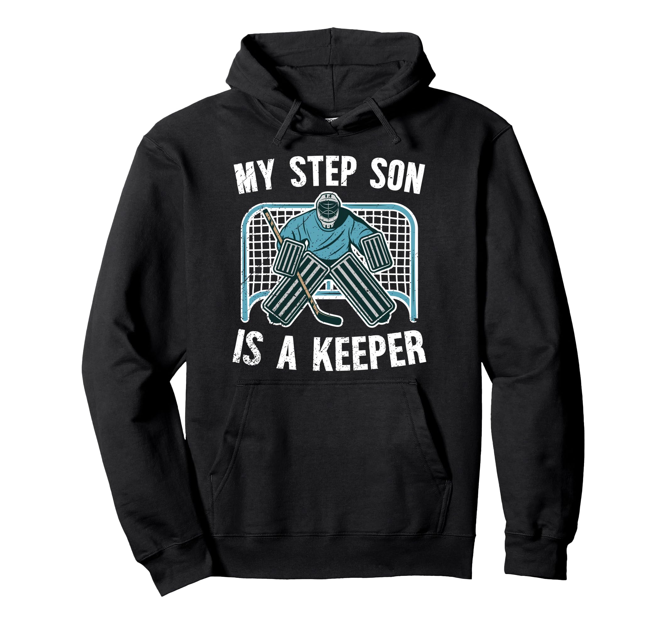 Hockey Keeper Step Dad Hockey Goalie Stepdad Hoodie - Graphic Print Unisex