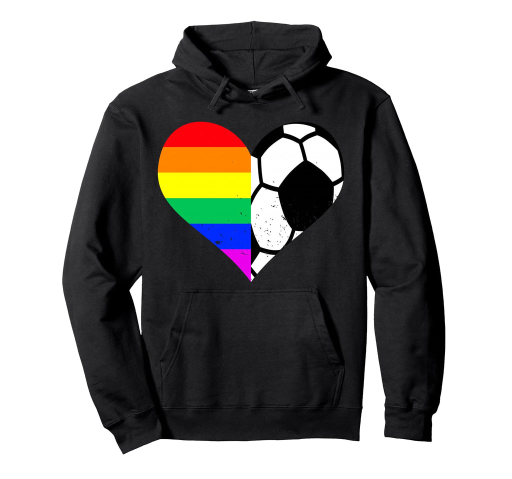 Soccer Lgbt Pride Month Rainbow Heart Hoodie - Streetwear Style Men Women