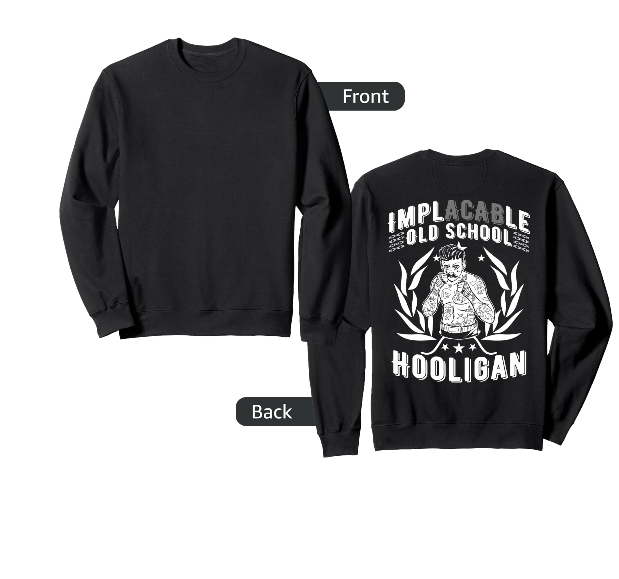 Hooligan Power Implacable Old Sweatshirt - Unique Graphic for Adults