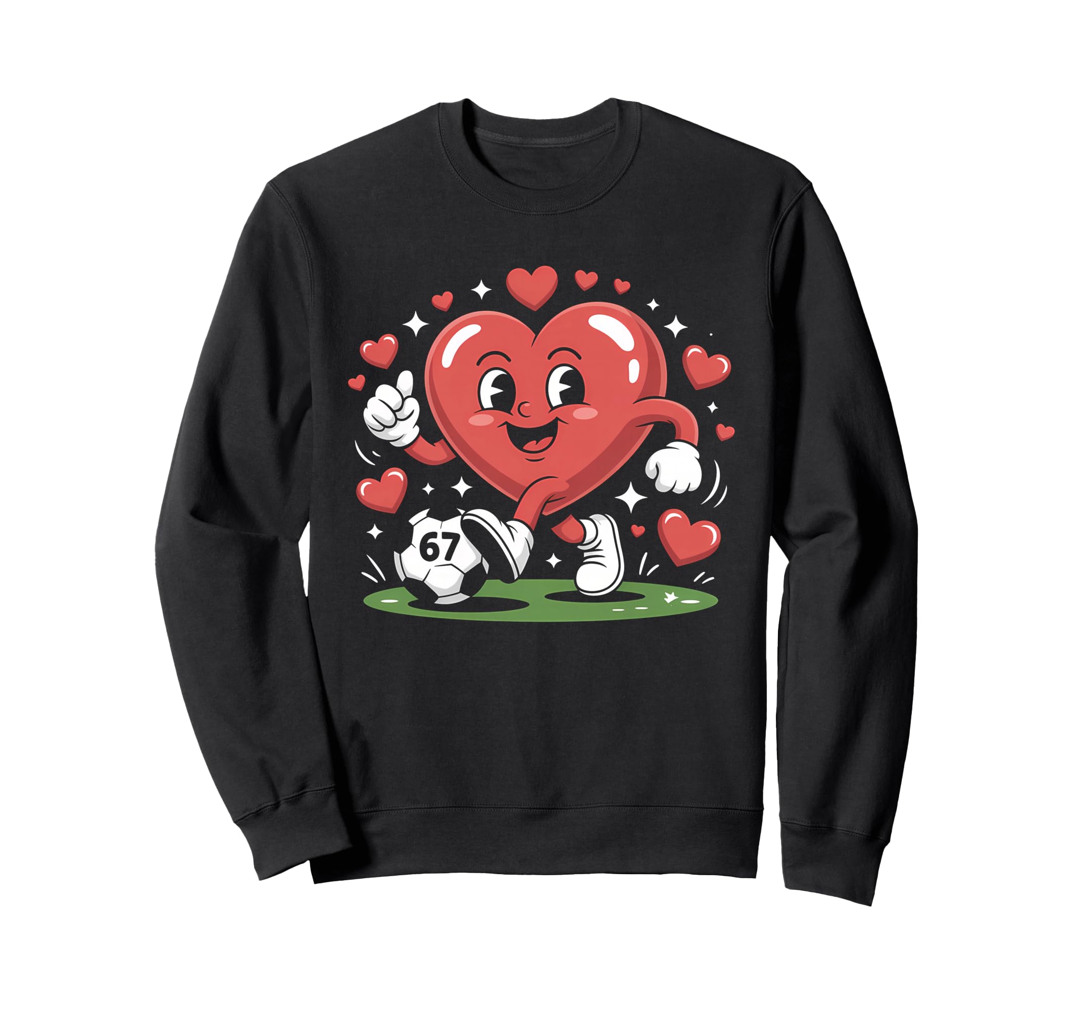 Funny Soccer Heart 67 Meme Valentines Sweatshirt - Minimalist Print Unisex