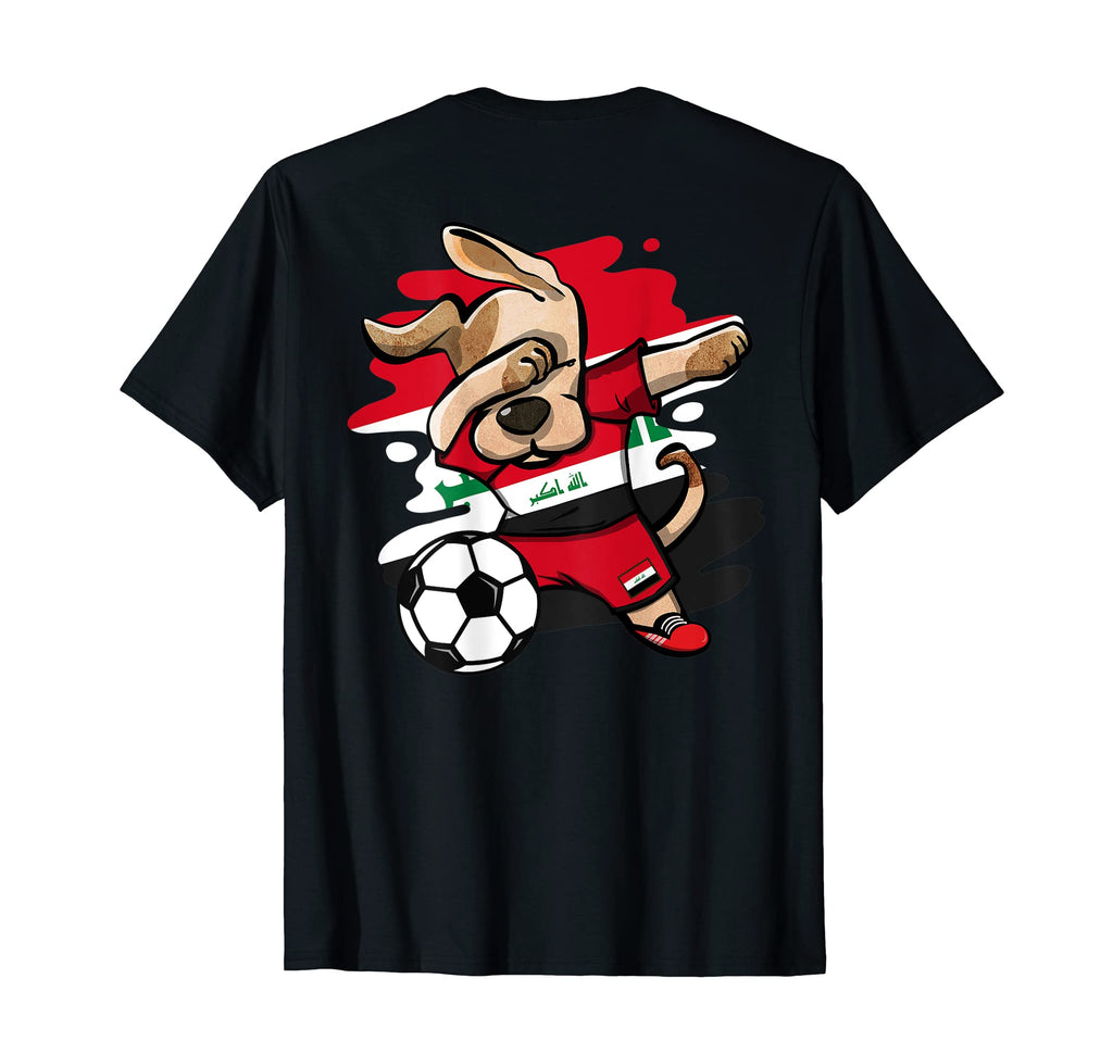 Dabbing Dog Iraq Soccer Fans Jersey Iraqi T-Shirt - Unique Graphic Unisex
