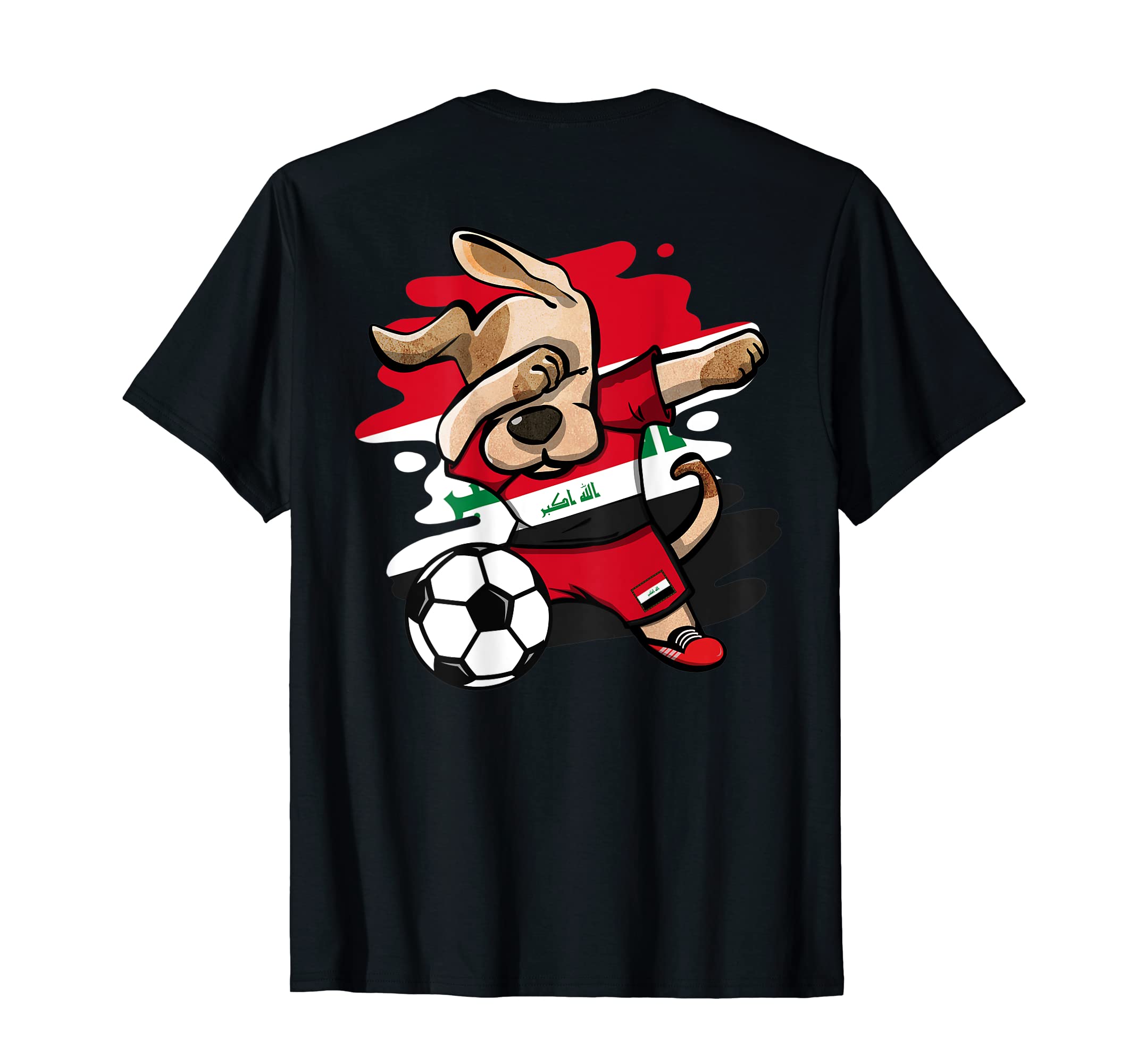 Dabbing Dog Iraq Soccer Fans Jersey Iraqi T-Shirt - Unique Graphic Unisex