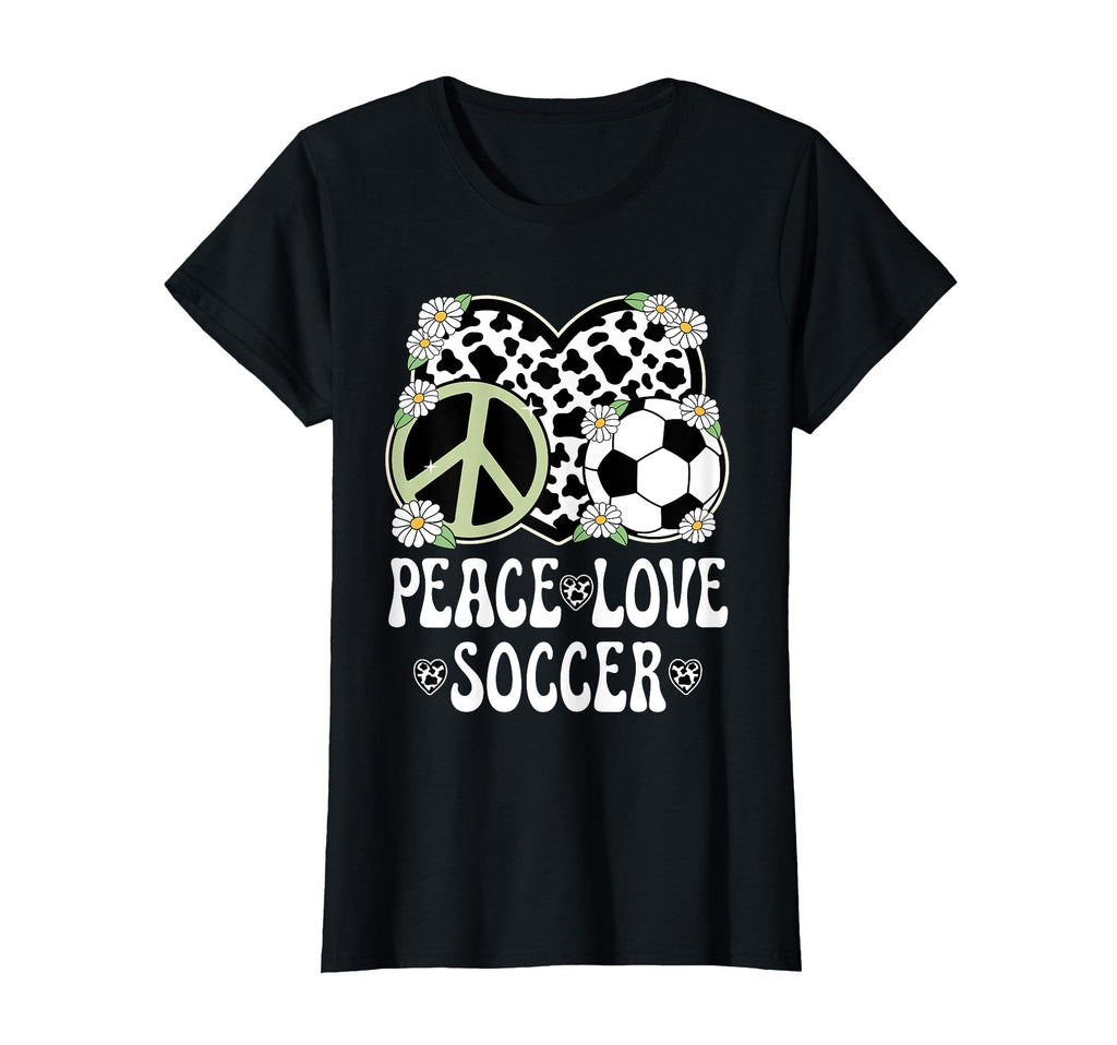 Peace Love Soccer Lover Cow Soccer T-Shirt - Unique Graphic for Adults