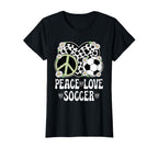 Peace Love Soccer Lover Cow Soccer T-Shirt - Unique Graphic for Adults