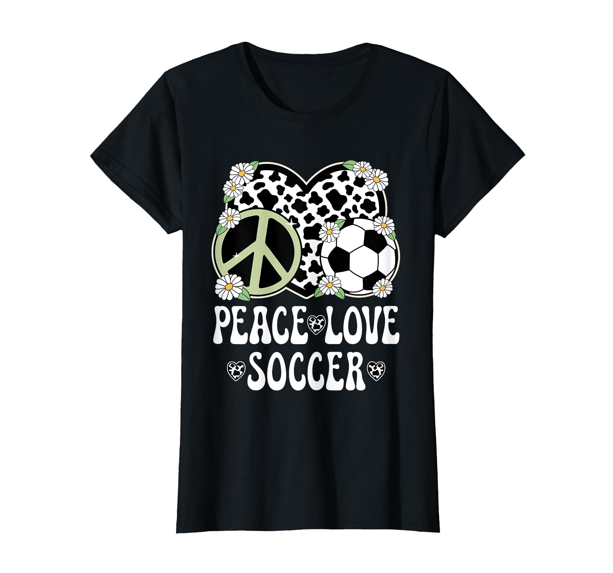 Peace Love Soccer Lover Cow Soccer T-Shirt - Unique Graphic for Adults