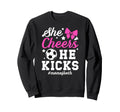 She Cheers He Kicks Mom Both Sweatshirt - Minimalist Print for Adults