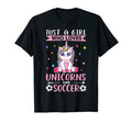 Just Who Loves Unicorns And Soccer T-Shirt - Trendy Graphic Unisex