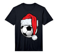 Soccer Ball Santa Hat Funny Sports T-Shirt - Streetwear Style Men Women