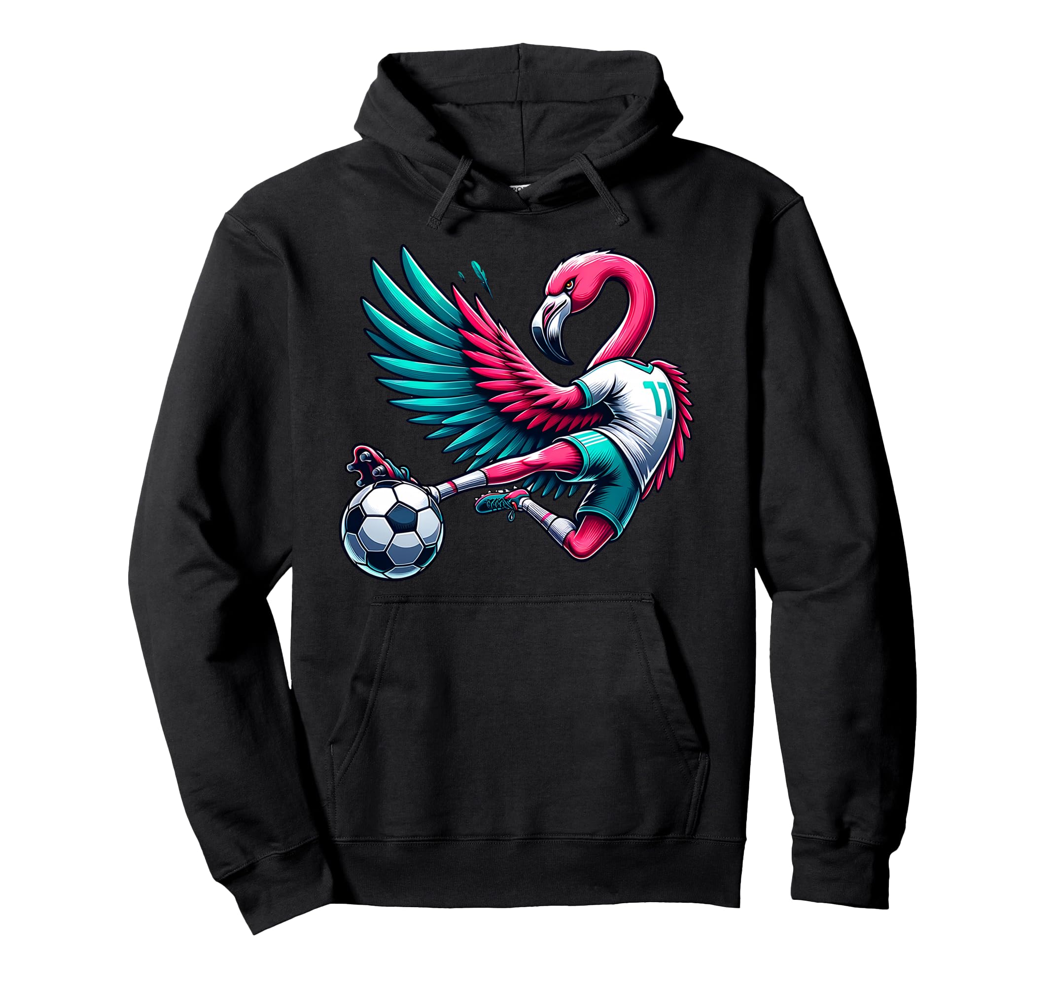 Flamingo Football Striker 11 Kicking Hoodie - Aesthetic Graphic Unisex