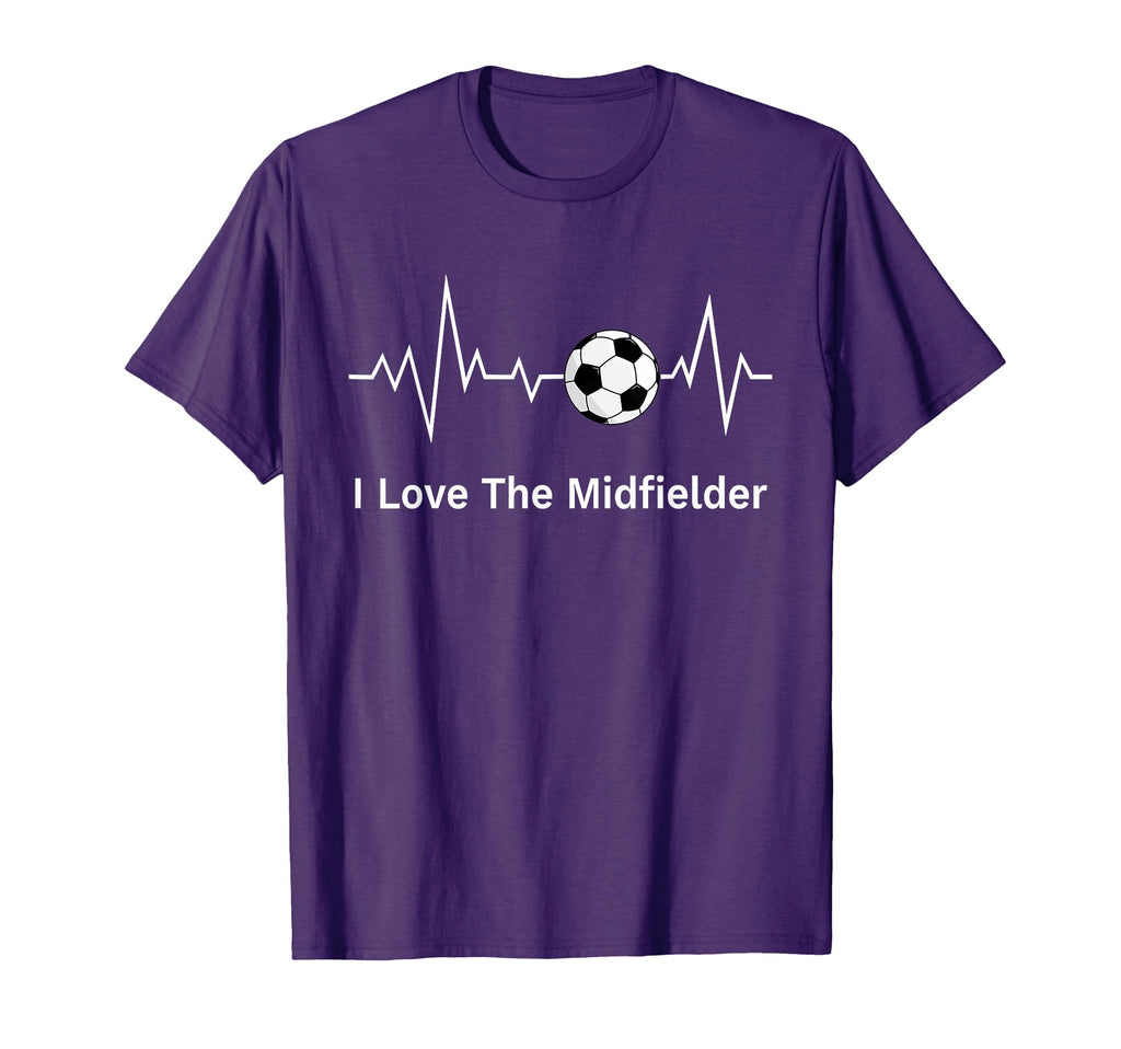 Moms I Love Midfielder Heartbeat T-Shirt - Unique Graphic Men Women