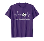 Moms I Love Midfielder Heartbeat T-Shirt - Unique Graphic Men Women