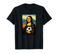 Hoops Nowa Mona Lisa Loves Soccer T-Shirt - Minimalist Print Unisex