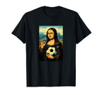 Hoops Nowa Mona Lisa Loves Soccer T-Shirt - Minimalist Print Unisex