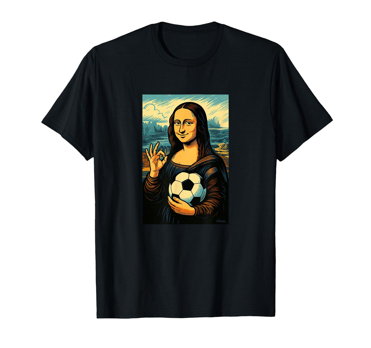 Hoops Nowa Mona Lisa Loves Soccer T-Shirt - Minimalist Print Unisex