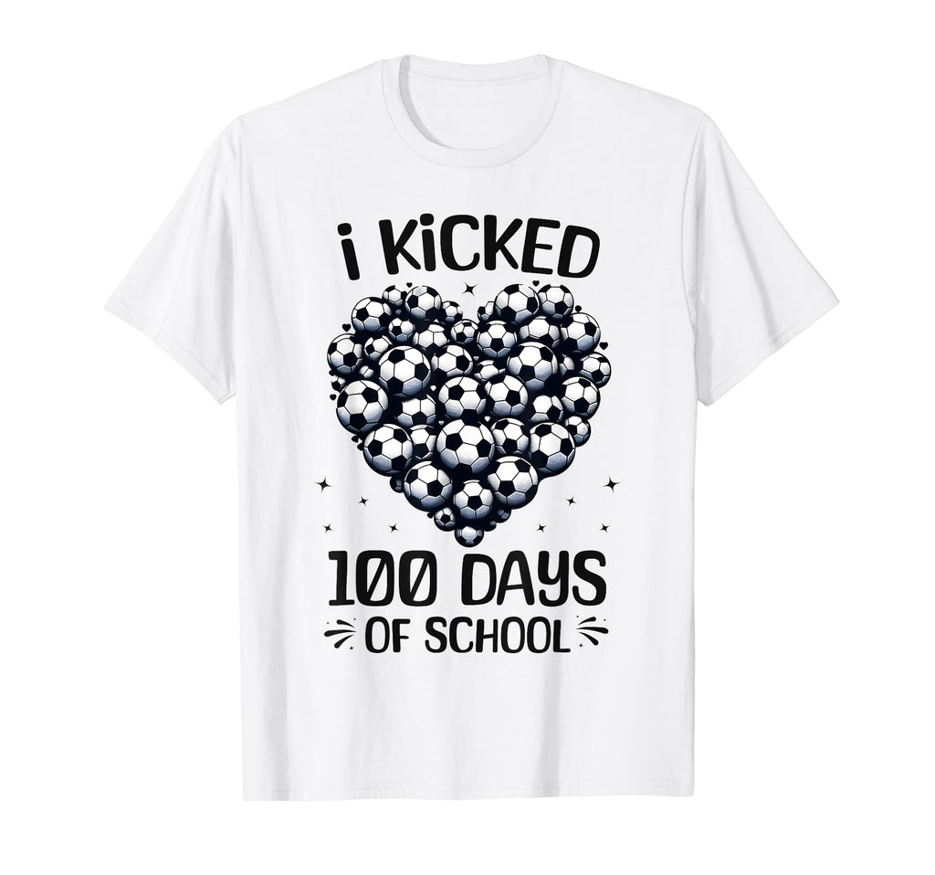 100 Days School Soccer Heart Love 100Th T-Shirt - Trendy Graphic Unisex