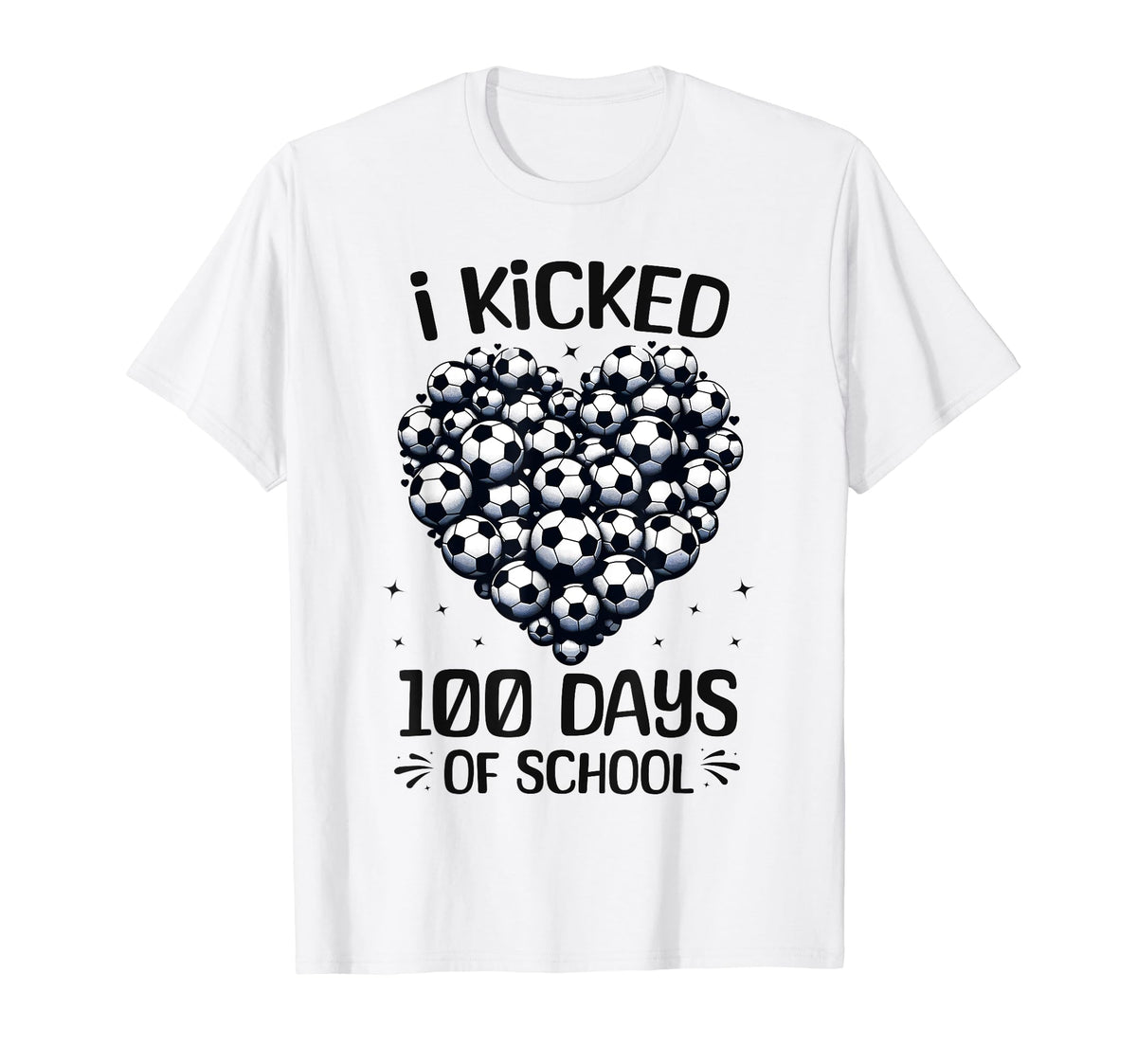 100 Days School Soccer Heart Love 100Th T-Shirt - Trendy Graphic Unisex