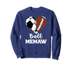 Ball Memaw Heart Funny Soccer Sweatshirt - Unique Graphic Men Women
