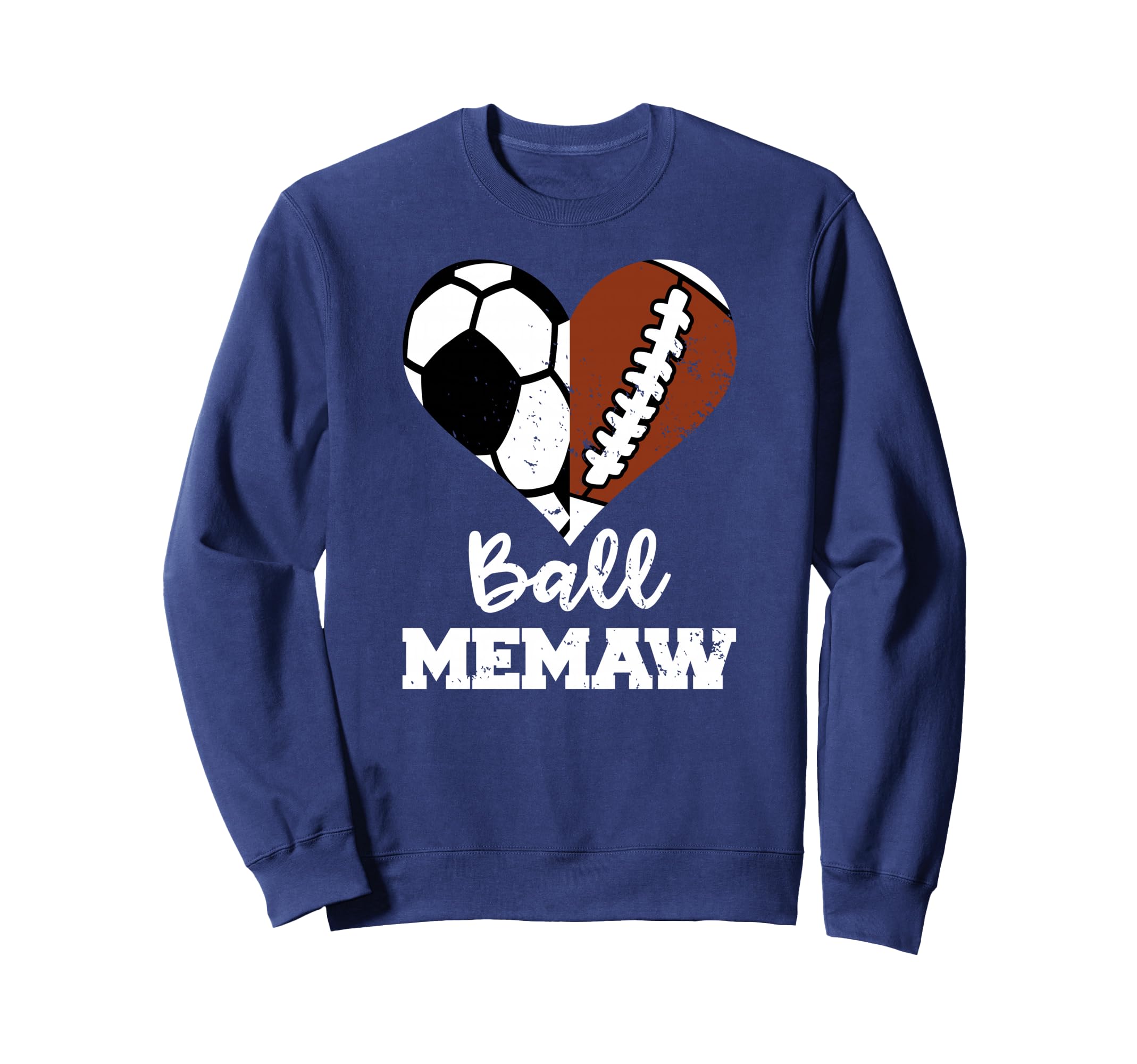 Ball Memaw Heart Funny Soccer Sweatshirt - Unique Graphic Men Women