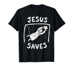 Christian Jesus Saves Soccer T-Shirt - Casual Everyday Wear Men Women