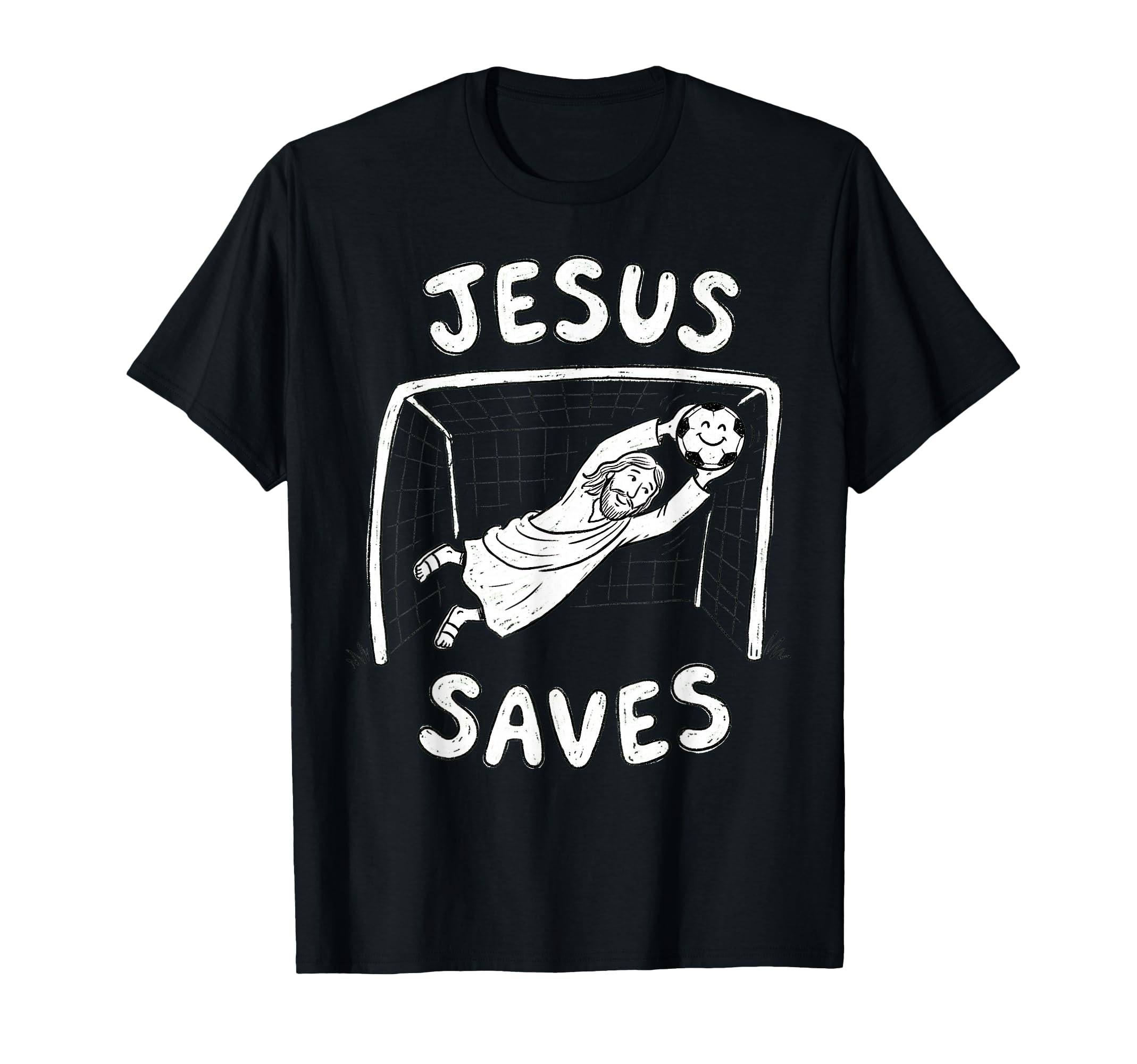 Christian Jesus Saves Soccer T-Shirt - Casual Everyday Wear Men Women