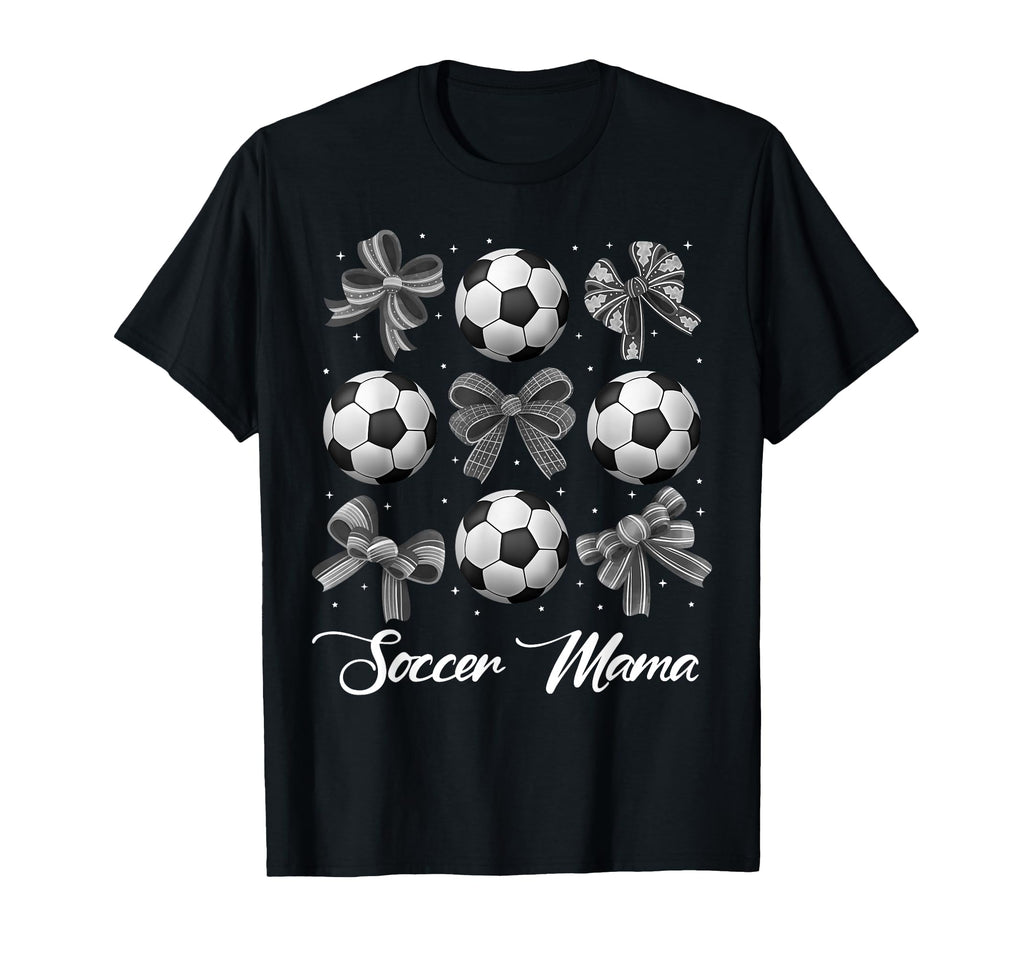 Soccer Mama Football Bow Decor Stars T-Shirt - Graphic Print for Adults