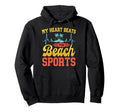 My Heart Beats Beach Sports Beach Hoodie - Minimalist Print for Adults
