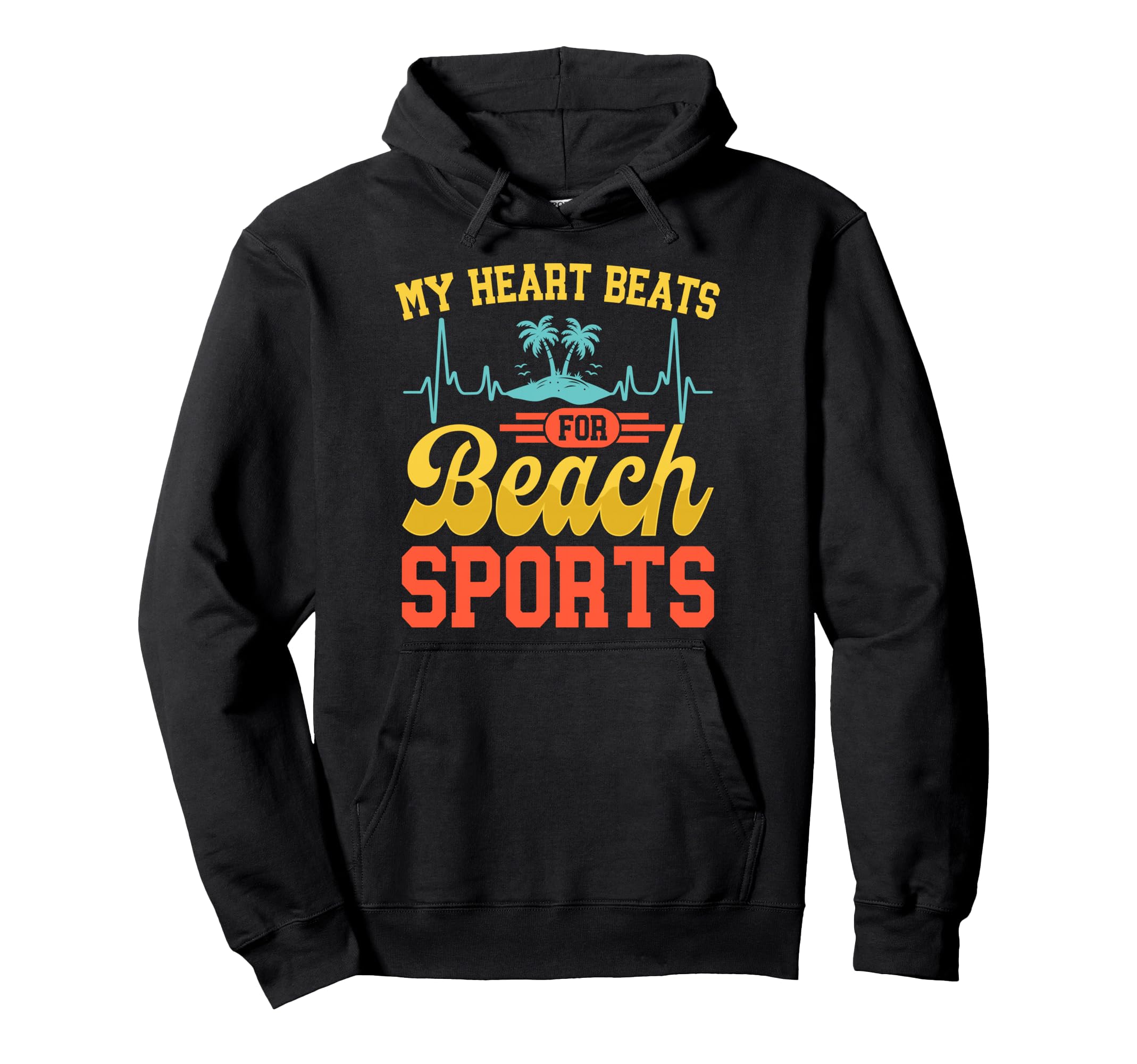 My Heart Beats Beach Sports Beach Hoodie - Minimalist Print for Adults