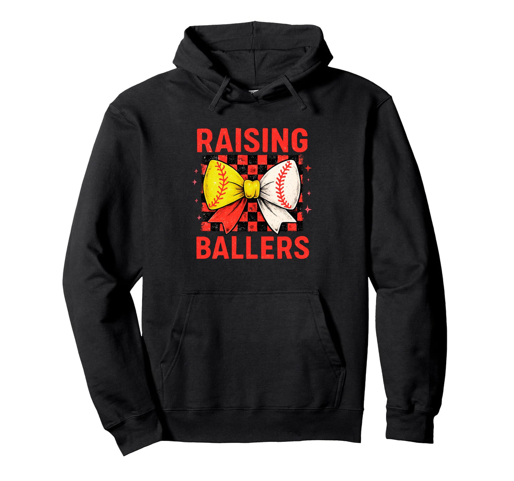 Raising Ballers Checkered Bow Hoodie - Trendy Graphic for Adults