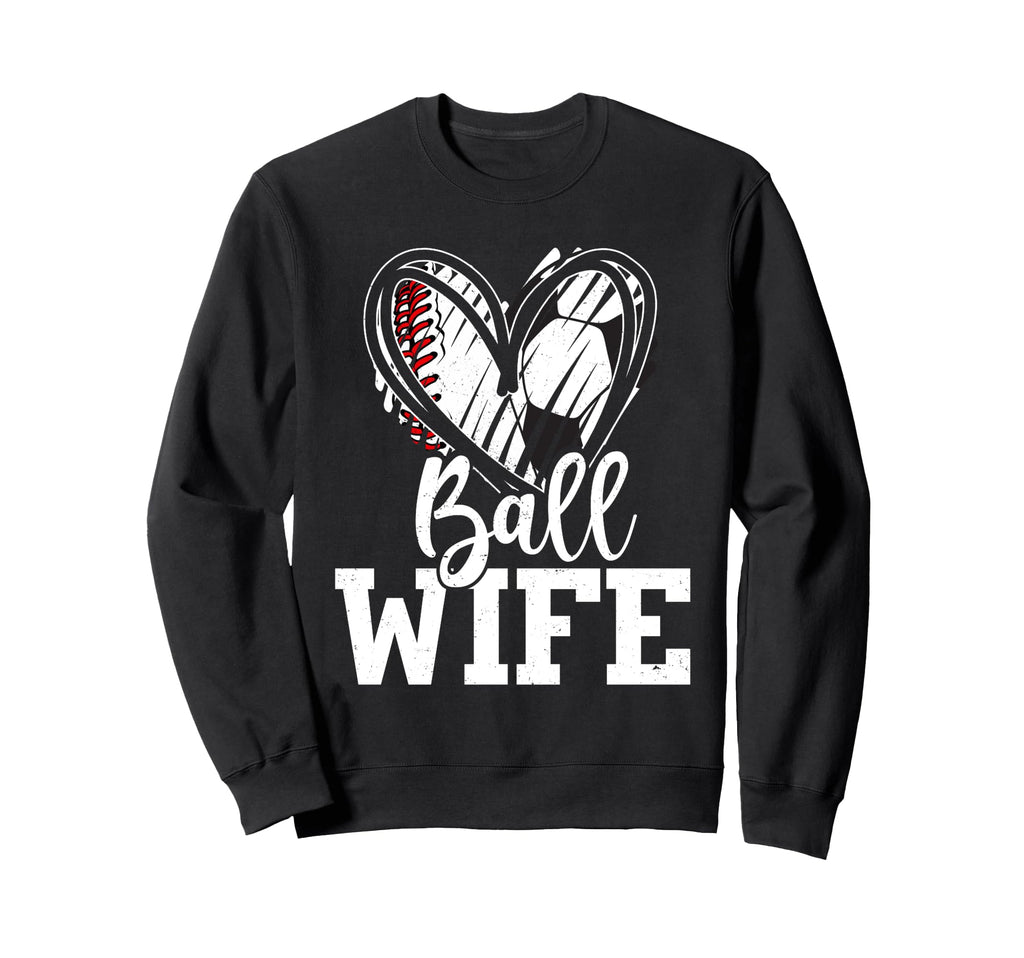 Ball Wife Heart Baseball Soccer Ball T-Shirt - Streetwear Style for Adults