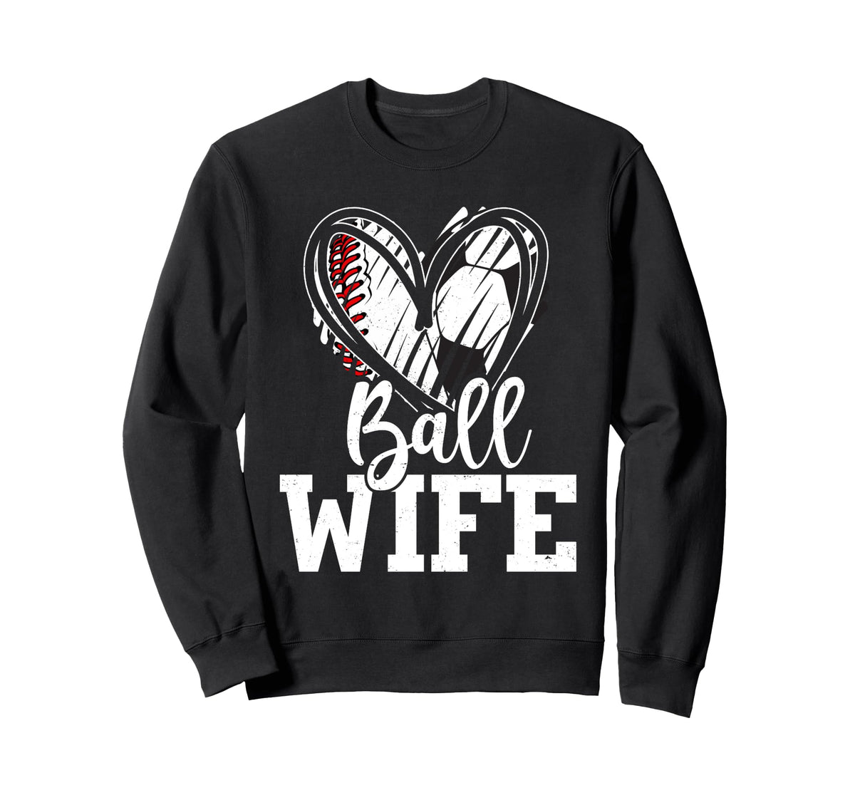 Ball Wife Heart Baseball Soccer Ball T-Shirt - Streetwear Style for Adults