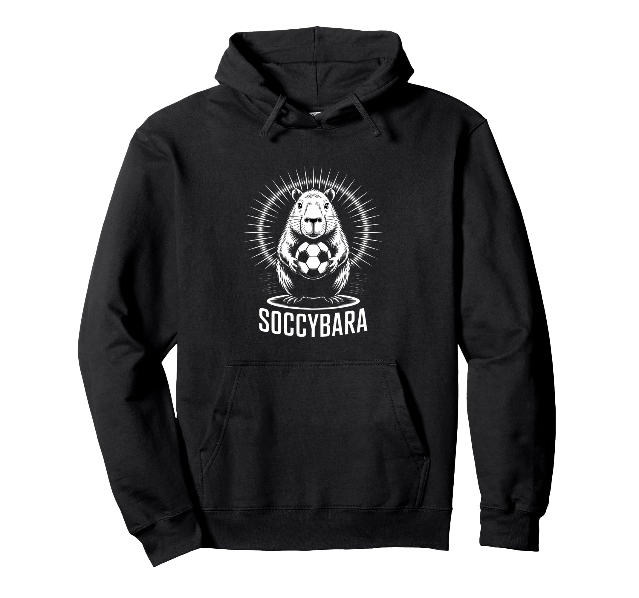Funny Soccybara Capybara Soccer Ball Hoodie - Novelty Apparel for Adults
