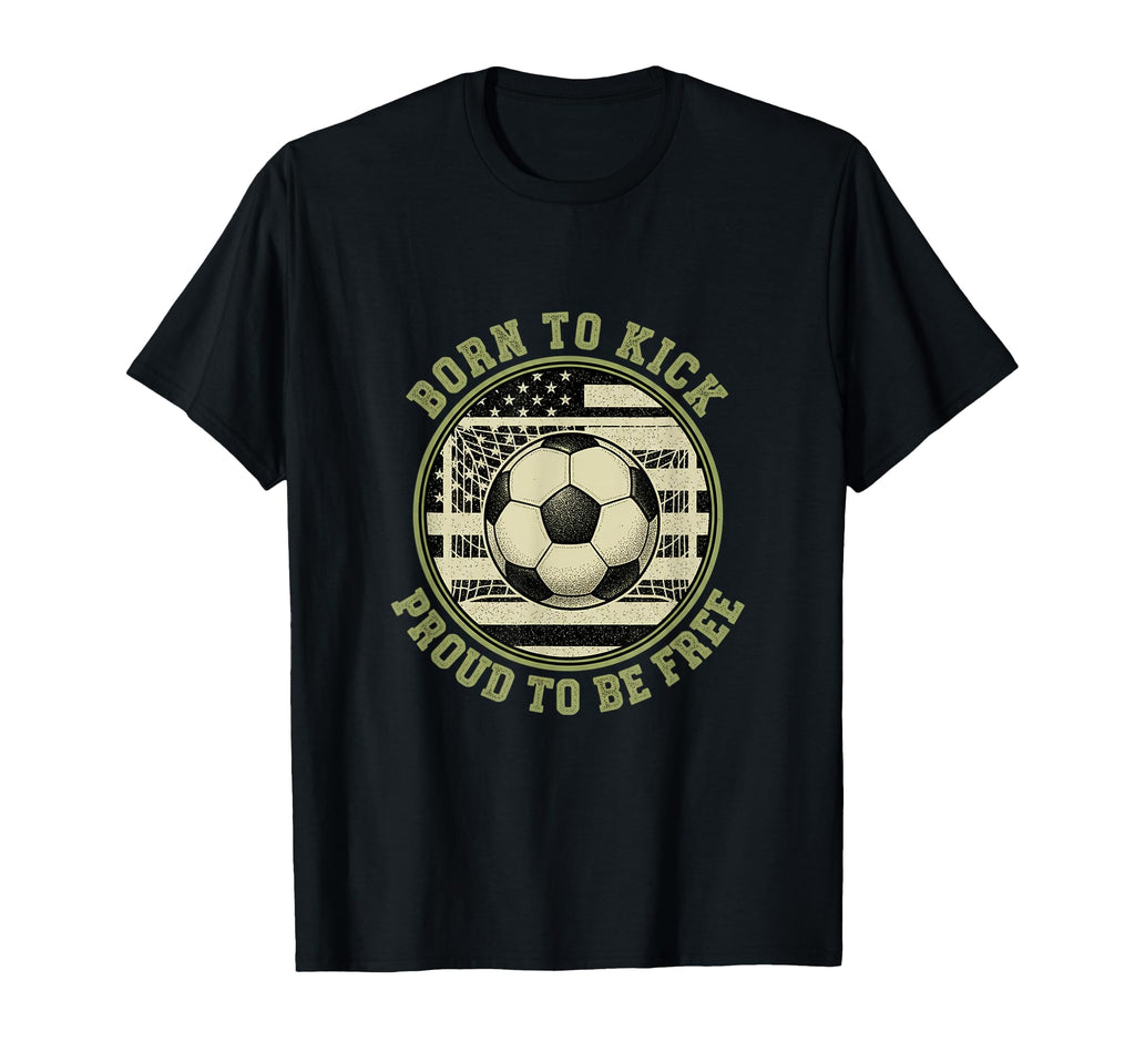 Usa Born To Play Soccer Proud To Be Free T-Shirt - Graphic Print Unisex