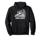 Soccer Goalie Goalkeeper Jesus Saves Hoodie - Unique Graphic Unisex